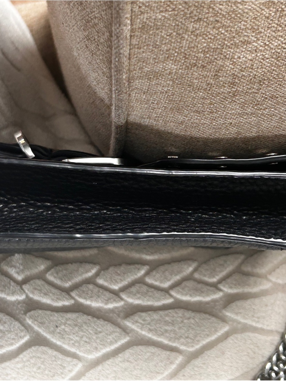 Rebecca Minkoff Black Pebbled Leather Mini Crossbody with Silver Studs & Buckle - Picture 5 of 8
